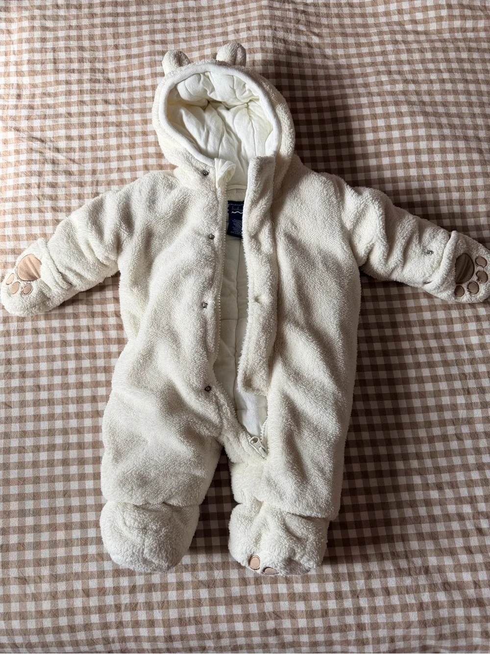 Falls Creek Cream Fleece Baby One-Piece Snowsuit with Hood